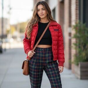 Vintage British Khakis Tartan Plaid Pleated Pants 80s High Rise Tapered W 26"